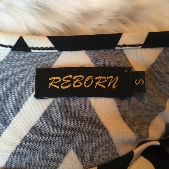 Reborn-Chevron Black Off-White A-Line Dress - Picture 4 of 6